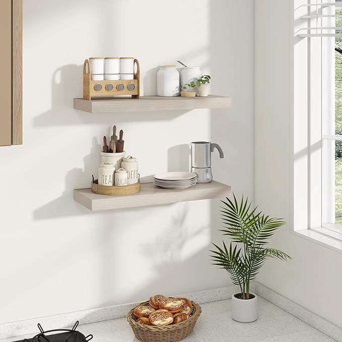 Dreamland 24 Inches Floating Shelves for Wall, 8" Deep Long Floating Shelves Set of 2, Large Display & Storage Shelf, Wall Sh