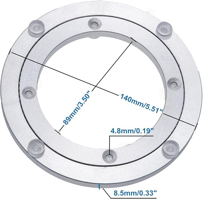 Aluminum Heavy Duty Lazy Susan Rotating Turntable Bearing Swivel Plate Hardware for Dining-Table (6 inch)