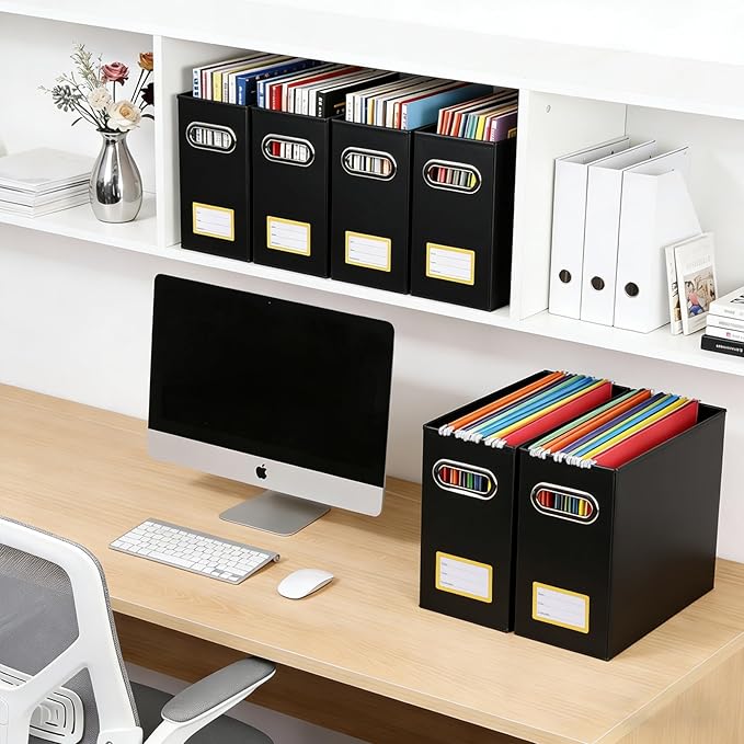 Collapsible File Organizer Box with Handle,12.20x5.11x9.84Inches, Filing Organizer for Home or Office, Small Portable File Bo
