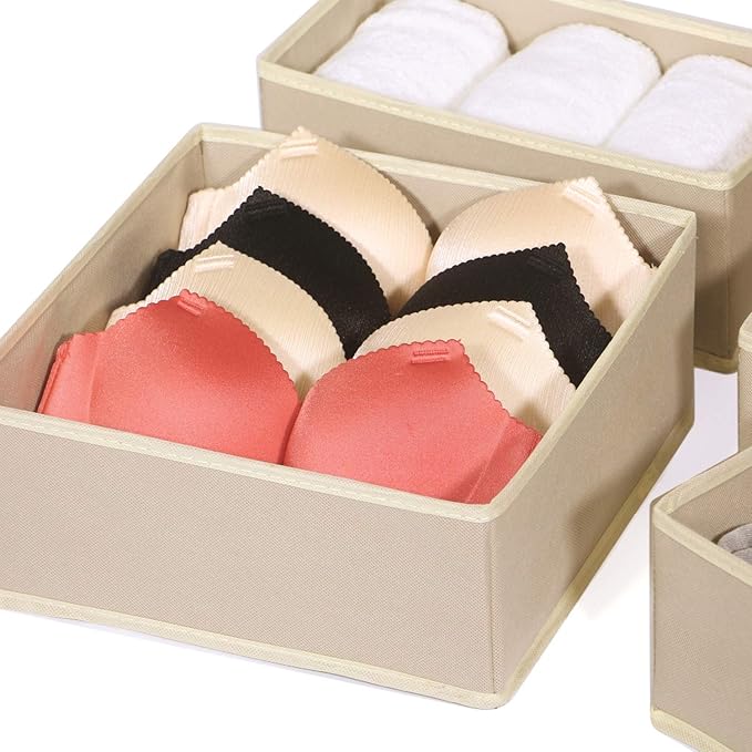 DIOMMELL 6 Pack Foldable Cloth Storage Box Closet Dresser Drawer Organizer Fabric Baskets Bins Containers Divider with Drawer