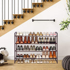 KIMBORA 4 Tier Long Shoe Rack for Closet, Wide Shoe Storage Organizer Stackable Sneaker Shelf for Floor, Bedroom 30 Pairs (Br