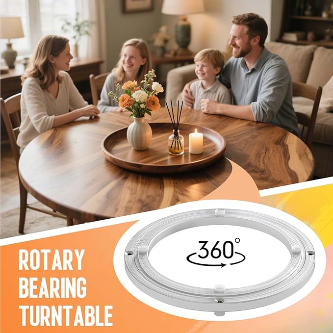 Heavy Duty Lazy Susan Turntable Bearing 10 Inch, 500lbs Capacity Rotating Swivel Plate for Round Table, Heavy Duty Swivel Bas