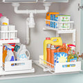 Under Sink Organizer, 2-Tier Premium Metal Pull-Out Racks with Adjustable Height, Heavy Duty Sliding Bin for Bathroom and Kit