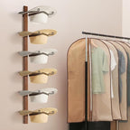 Cowboy Hat Rack, 6 Pieces Hat Rack for Cowboy Hats with Wooden Board, Metal Cowboy Hat Holder Wall Storage Hat Holder-Organiz