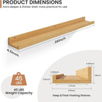 Fun Memories Picture Ledge Shelves Set of 2, 36 Inch Rustic Wall Mounted Floating Shelves with Lip for Home Storage and Décor