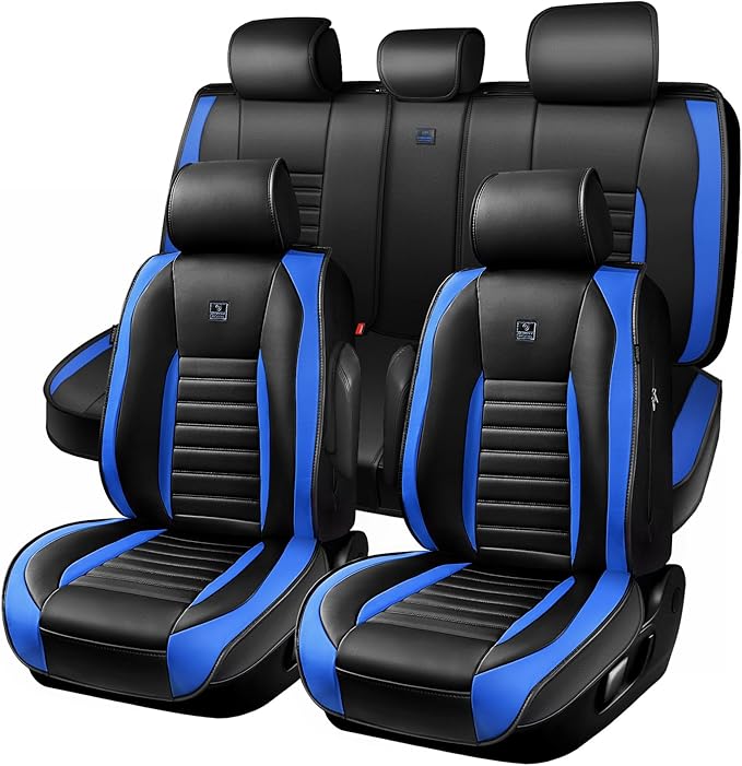 CAR PASS Nappa Leather Car Seat Covers Full Set, Luxury Seat Protector for Cars, Waterproof Anti-Slip Seat Cushion Armrest Co
