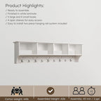 Prepac 60" Contemporary Wall Mounted Coat Rack, Coat Hooks Wall Mount with 4 Shelves, Ideal for Hallway or Entryway Storage S
