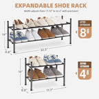 STORAGE MANIAC Expandable Shoe Rack, 8 Pairs Stackable Small Shoe Rack, Metal Adjustable Shoes Organizer for Closet, Entryway