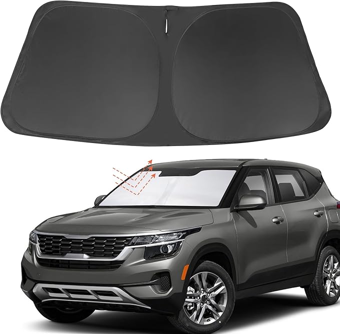 Front Windshield Sun Shade Foldable Car Front Window Sun Shade Windshield Shade Custom Fit for Kia Seltos 2021-2026 Block UV Rays Accessories Heat Keep Cooler
