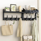 Evermagin 29" Coat Rack Wall Mount with Shelf, 4 in 1 Coat and Key Hanger with 11 Metal Hooks, Entryway Wall Mounted Shelf wi