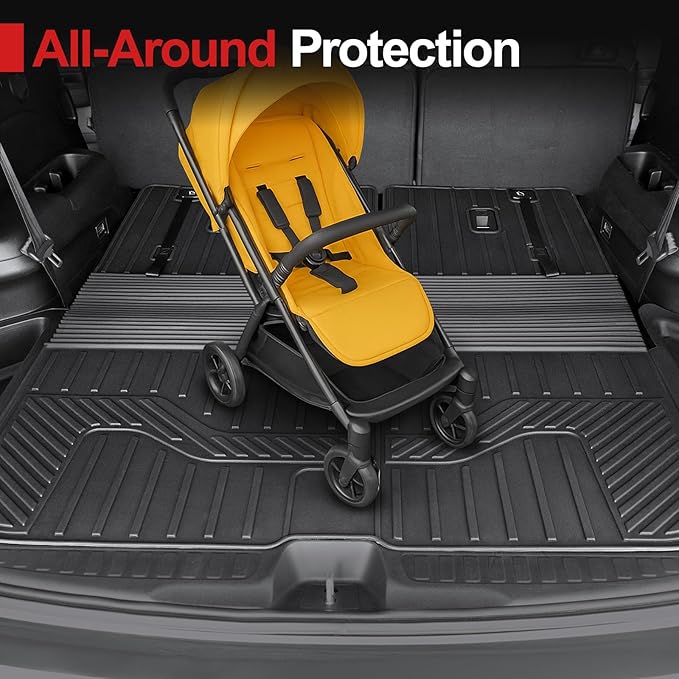 Cargo Mat Backrest Mat for 2016-2022 Honda Pilot 8 Passengers (No Elite Models), All Weather TPE Car Liner Car Mat for 2022 Honda Pilot Accessories
