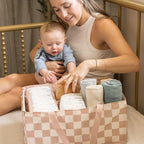 Tiny Twinkle Diaper Caddy Organizer | Foldable Baby Storage Basket with Removable Divider | Waterproof & Mess-Proof Fabric, P