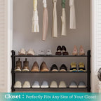 EKETE Expandable Shoe Rack,Adjustable and Stackable 3-Tier Shoe Rack Organizer, Shoe Rack for Closet,Space Saving,Metal Free 