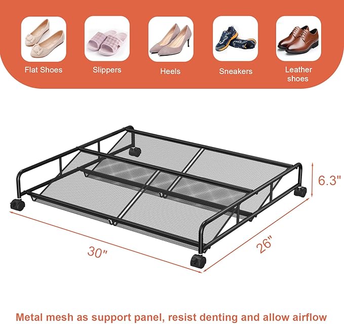 2 Pack Under Bed Shoes Storage + Plate Organizer