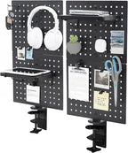 VIVO Steel Clamp-on Pegboard, 24 x 20 inch Magnetic Peg Board, Office Accessory Organizer, above or below Desk Placement, Bla