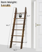 TEAKMAMA 6-Tier Blanket Ladder with Hanging Knobs,5.5 Ft Wall Leaning Blanket Ladders for Living Room Bedroom,Rustic Decorati
