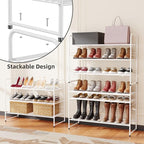 SUFAUY 3 Tier 33" Wide White Metal Shoe Rack for Closet, Stackable