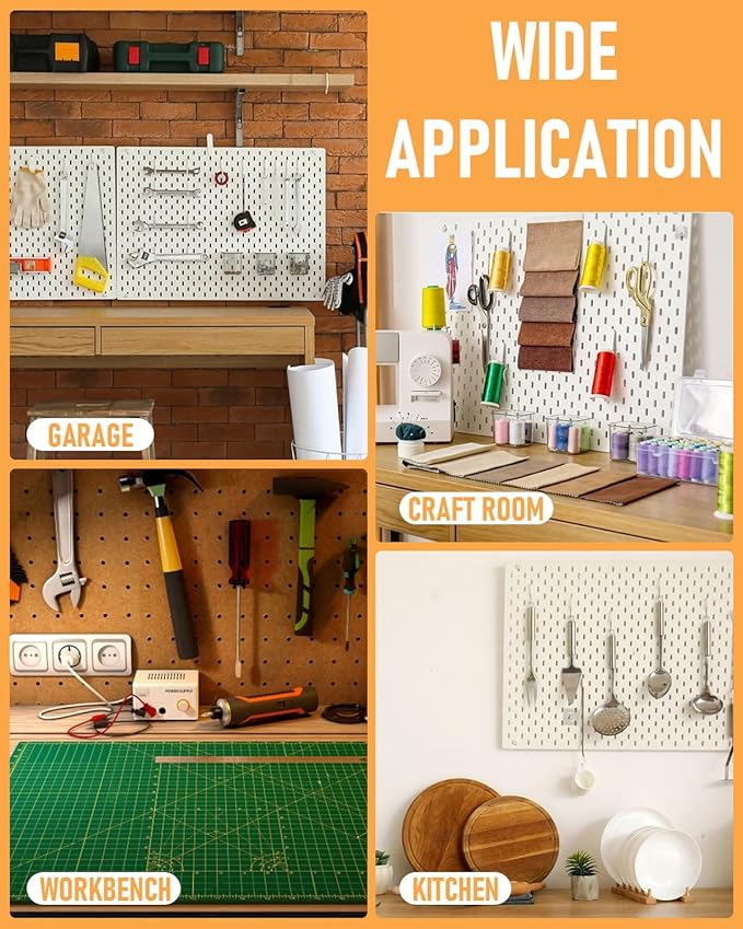 INCLY Pegboard Hooks Set for Hanging Tools, 206PCS Heavy Duty Peg Hook Hanger & Holder Fit 1/4 1/8 Inch Pegboard for Craft As
