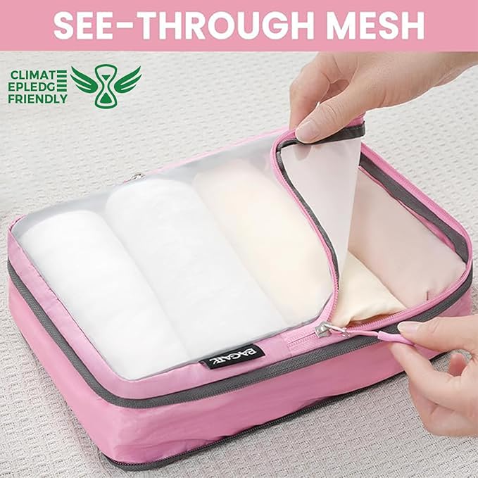 BAGAIL 6 Set Ultralight Compression Packing Cubes Packing Organizer for Travel Accessories Luggage Suitcase Backpack