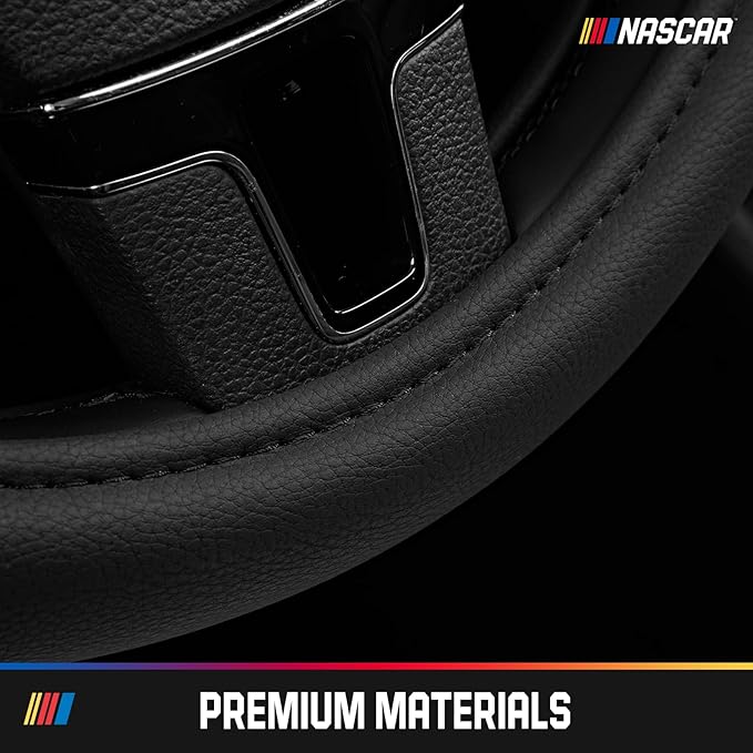 NASCAR Steering Wheel Cover, Two-Tone Blue Leather Patchwork, Universal Fit 14.5"-15.5" Steering Covers for Cars, Anti-Slip, 