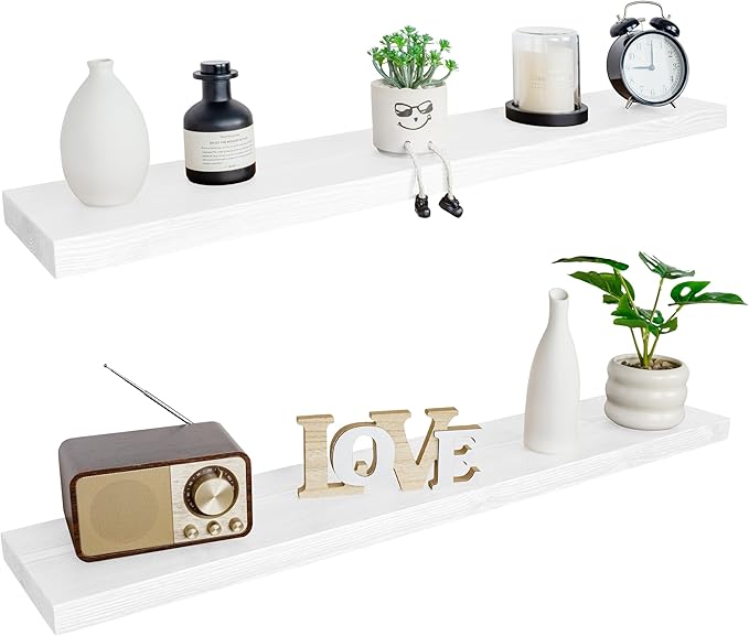BGMG Floating Shelves for Wall 48 inch Long,Rustic Solid Wooden Deep Wall Shelves for Bathroom Living Room Bedroom Kitchen Fa