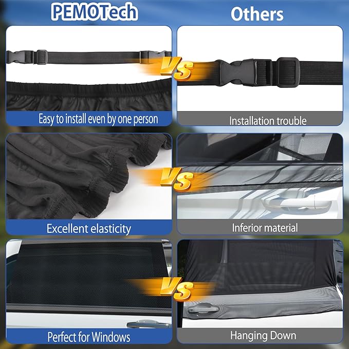 Car Window Shades(2 Pack)-Side Window Sun Shades, UV Protection Breathable Spandex Baby Window Covers, Universal Fit Most of Cars, Protect Privacy for Family (27.5"x57") Black