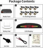 Car Reverse Parking Radar System with 8 Parking Sensors Distance Detection + LED Distance Display + Sound Warning (Champagne Gold Color)
