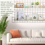 Blulu 4 Pcs Gold Metal Grid Wall Baskets with Hooks Grid Wall Shelves 15.75 x 3.94 x 1.97 Inches Hanging Wire Basket Multi Fu