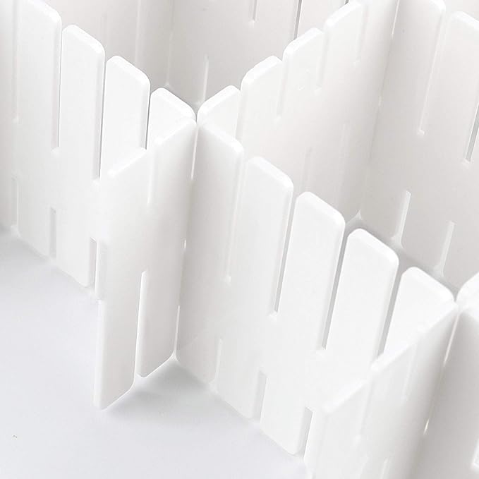 ZOENHOU 60 PCS 12.6 x 2.76 Inch White Drawer Dividers, Adjustable Premium Plastic Drawer Divider Organizers for Makeup Drawer