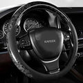 KAFEEK Wood Grain Steering Wheel Cover Microfiber Leather Universal 14 1/2-15 inch, Car Steering Wheel Cover Men Women, Comfo