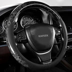 KAFEEK Wood Grain Steering Wheel Cover Microfiber Leather Universal 14 1/2-15 inch, Car Steering Wheel Cover Men Women, Comfo