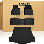 LASFIT Floor Mats&Trunk Mat for Toyota BZ4X 2023-2025/ BZ 2026 /for Subaru Solterra 2023-2026, All Weather TPE Custom Fit Floor Liners for Toyota Accessories 2 Rows Car Mats and Cargo Liner, Black