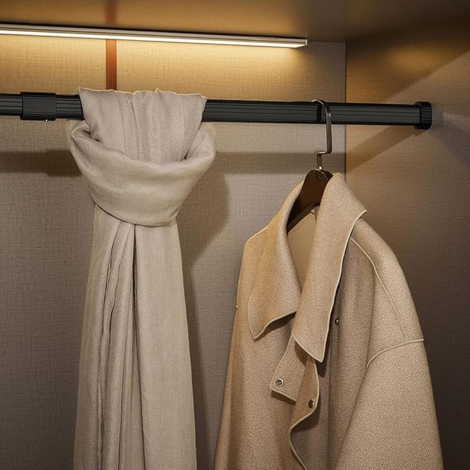 Closet Wardrobe Extender Rail Clothes Hanging Pole 16-25 Inches/ 23-39 "/ 33-59 in, Wall Mounted Tension Bar Support with Cap