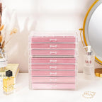 ProCase Earring Holder Organizer Jewelry Box with 8 Drawers, Acrylic Clear Earring Case with Adjustable Velvet Trays for Wome