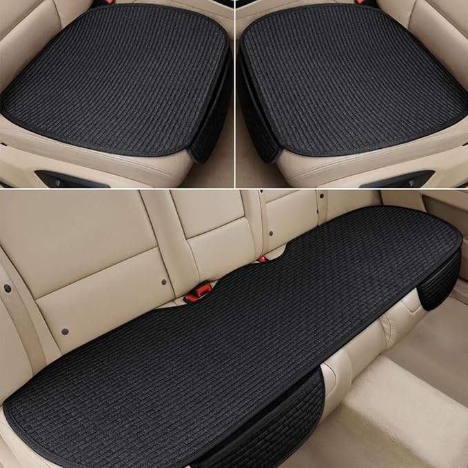 3PCS Car Seat Covers Cushion Pad Breathable Anti Slip Auto Seat Protector Pad with Storage Pocket Universal fit for Most Auto