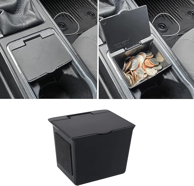 JKCOVER Center Console Coin Box Organizer Compatible with 2016-2020 2021 2022 2023 Toyota Tacoma Accessories Armrest Insert ABS Plastic Coin Holder Secondary Storage Box