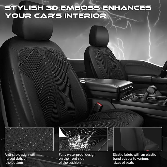 CAR PASS Waterproof Car Seat Covers Full Set,Neoprene Wetsuit, All-Weather Non-Slip Durable, Universal Fit for SUV, Sedans, T