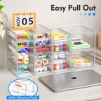 ARSTPEOE Makeup Acrylic Organizer with 17 Drawers(4 Sets), Desk Organizers and Accessories, Clear Makeup Organizer, Dustproof