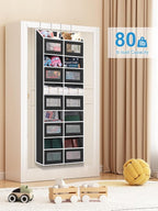 Over the Door Organizer Hanging- 10 Compartments, 80 lbs Load Behind Door Stuffed Animal Storage, Extra Large Toys Storage Or
