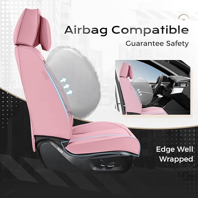 Coverado Seat Covers Full Set, 5 Seats Seat Covers for Cars, Waterproof Nappa Leather Car Seat Covers with Head Pillow, Seat 