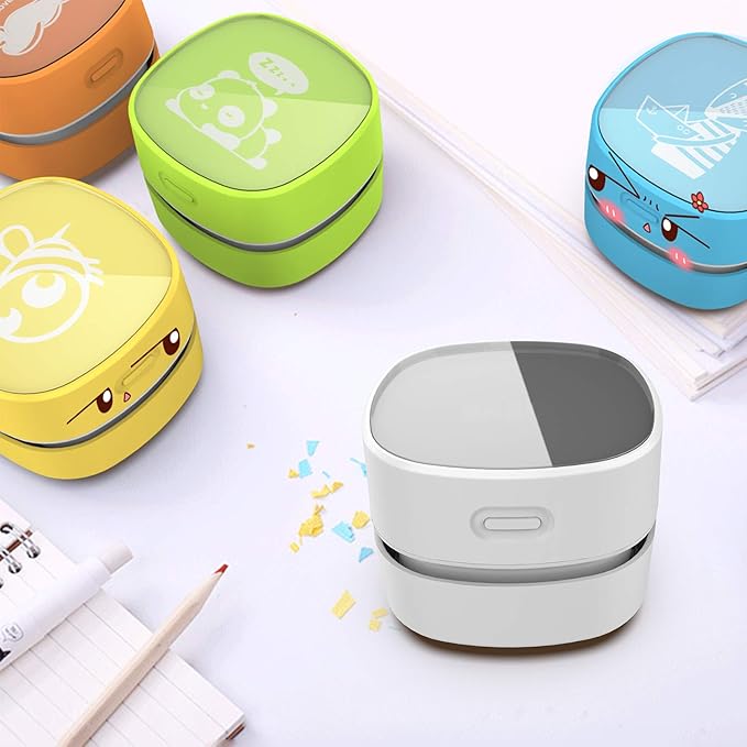 ODISTAR Desk Vacuum Cleaner with Wireless Charger, Mini Table dust Sweeper Energy Saving,Endurance up to 400 mins, Cordless&3