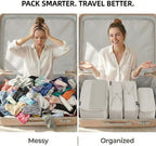 4 Piece Compression Packing Cubes for 3–7 Day Travel, Lightweight Travel Organizers with Breathable Mesh, Double-Zipper Packi