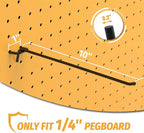 HUHOLE 25 Pack Black Pegboard Hooks 10 Inch – Heavy Duty Metal L-Hooks for 1/4" Peg Board – Garage Tool Organizer, Retail Dis