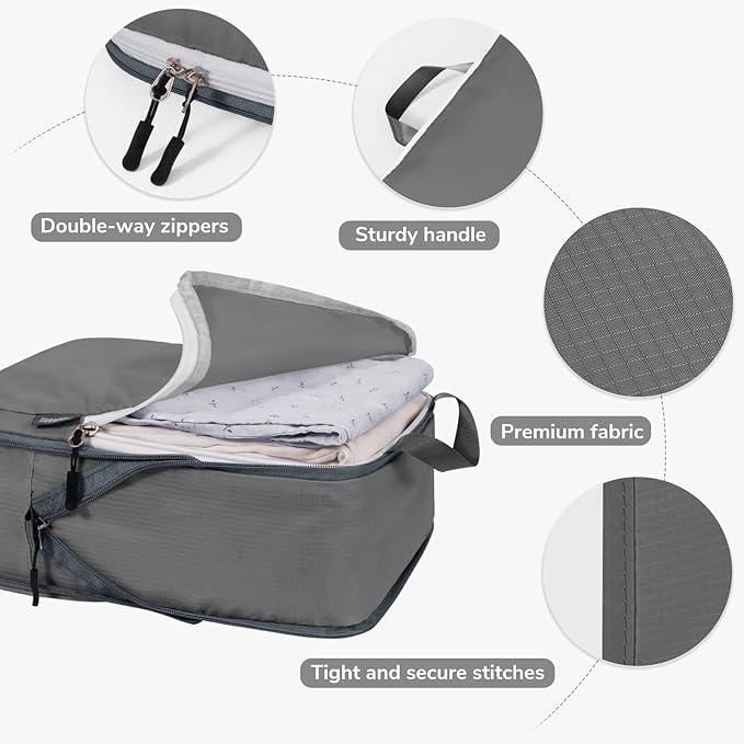 CherryNow Compression Packing Cubes, 7 Set Packing Cubes Compression, Travel Essentials, Travel Organizer for Shoes, Clothing