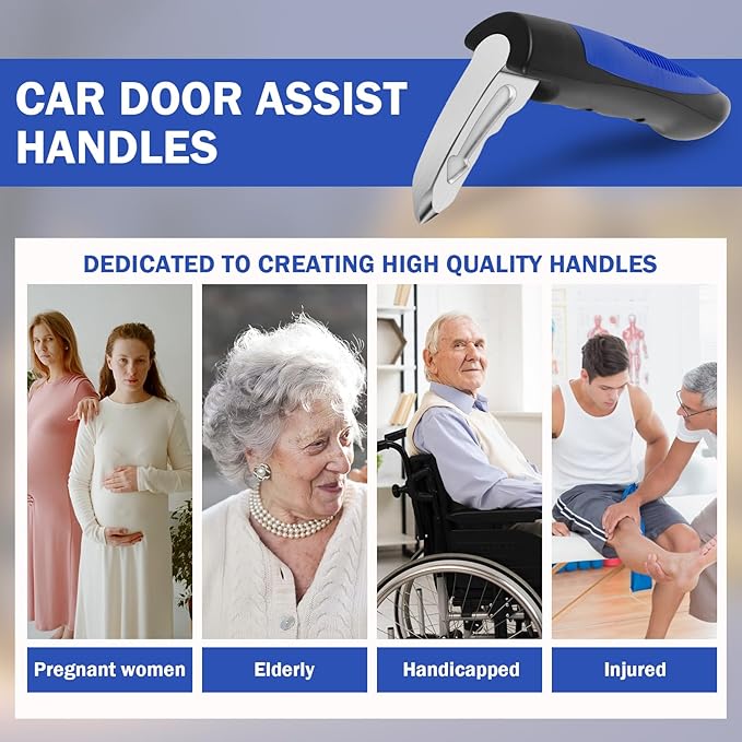 2 Pack Car Handle Assist for Elderly, Car Door Handle with Anti-Slip Grip, Portable Auto Cane 3-in-1 Vehicle Support Handle f
