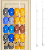 SWTYMIKI Over Door Hat Organizer - 2 Packs Metal Wall Mounted Hat Rack with 5-Tier Dual Hooks Design, Hanging Baseball Cap Or