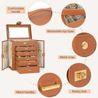 AKOZLIN 6-Tier Jewelry Box Organizer Functional 5 Drawers Leather Jewelry Storage Case for Women Girls Ring Necklace Earring 