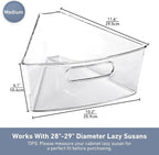 Leeden Lazy Susan Organizer for 28" Diameter Corner Lazy Susan, Plastic Kitchen Cabinet Storage Bins with Handle, 6 Packs, 1/