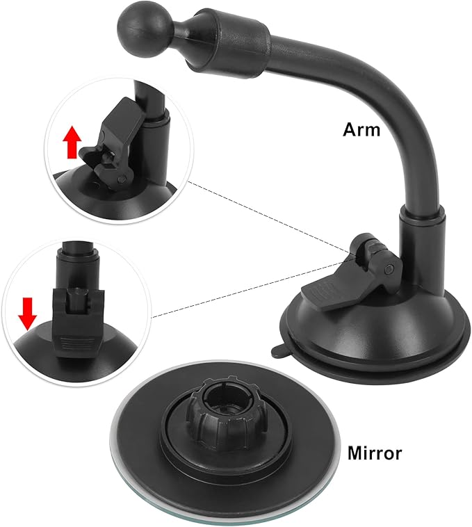 Blind Spot Adjustable Car Mirror Rotate Suction Cup Black Arm Rearview Mirror for All Universal Vehicles
