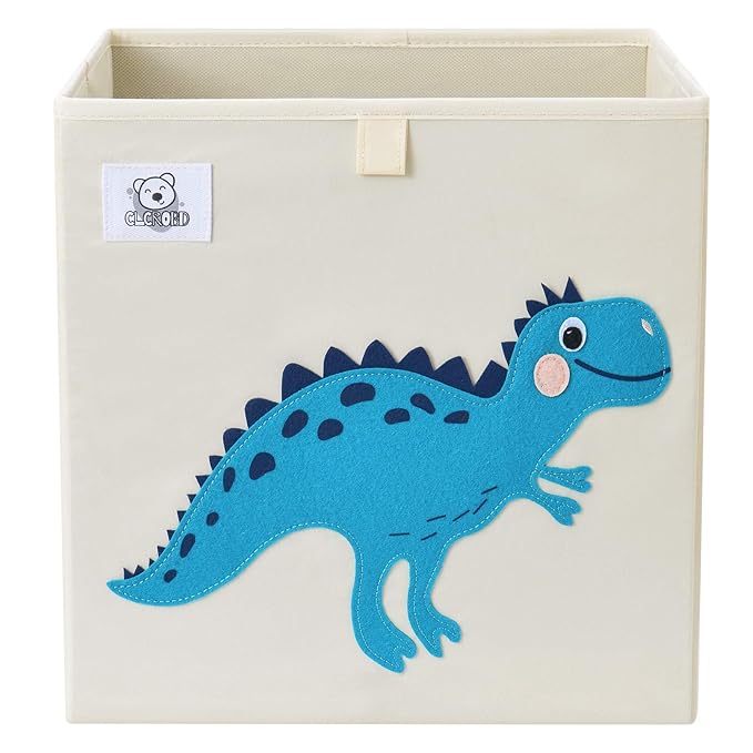 CLCROBD Foldable Animal Cube Storage Bins Fabric Toy Box/Chest/Organizer for Toddler/Kids Nursery, Playroom, 13 inch (Dino T-